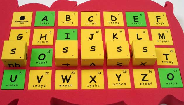 english alphabet spelling dice
